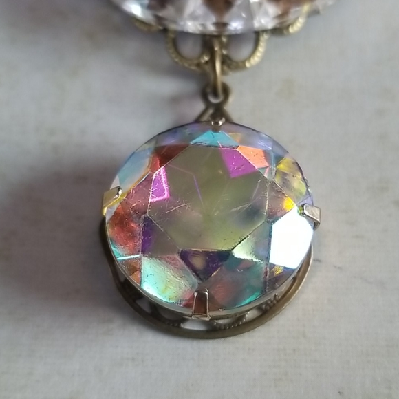 NWT Repurposed Hand Crafted Vintage Jewelry Assemblage Crystal Necklace - Picture 13 of 16